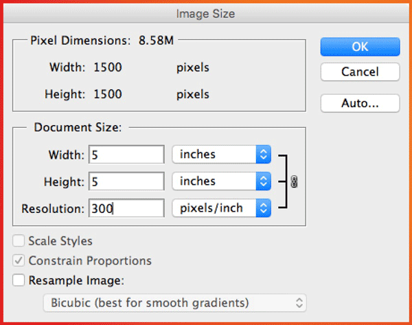 Photoshop Image Size - change resolution